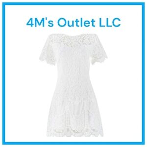 MSLG Women's Elegant Round Neck V-Back Wedding Guest Floral Lace Cocktail Party